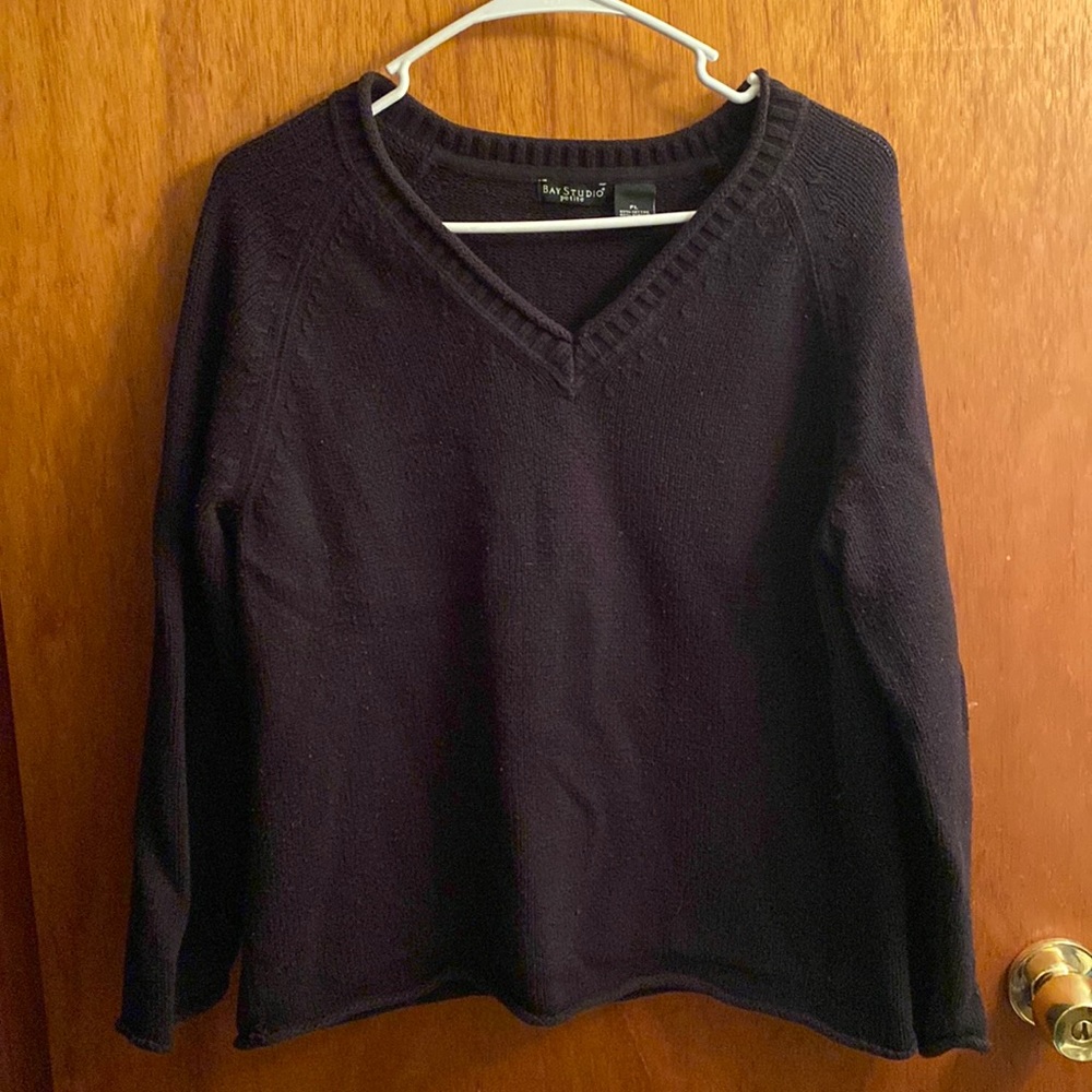 Bay Studio Black V-Neck Sweater